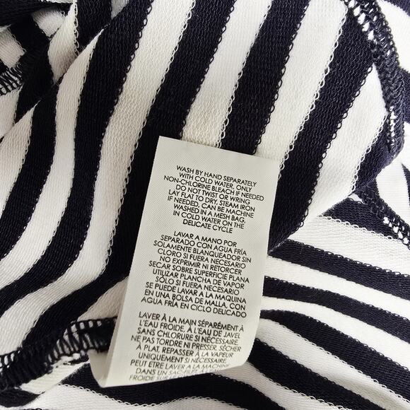 CAbi Knit Top Size M Illusion Black White Stripe Short Sleeve French Terry #6337 - Picture 8 of 8